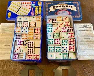 Lot 2258 $20.00. 2 Sets of Dominoes in Tin Containers (Double 12 Dominoes)