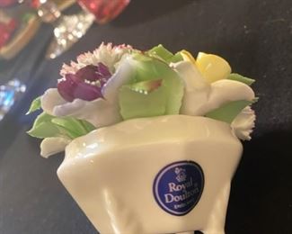 Lot 2289 $20.00 Lot of 2: 1) Royal Doulton porcelain flower dish (ala Capodimonte) 5" x 4"' . 2) Minton candy dish, hand painted.