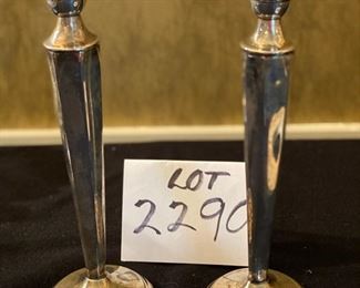 Lot 2290. $75.00 Sterling, weighted candlesticks- 10.25" tall. Beautiful!!!