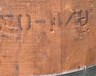 Lot 2217. $50.00. Neat Old wood stave barrel w/ metal bands. Great for Storage. As is. Has 2 small breaks in the stave. Great vintage patina! Fun in a garden to hold a plant.