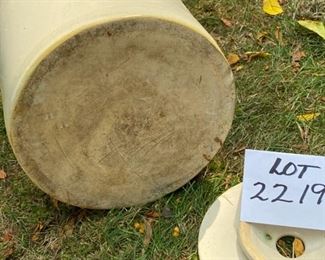 Lot #2219. Asking $225 for all 4 pieces plus the lid. 3 gal butter churn crock. The churn paddle shown doesn't fit this crock, but not sure what it does fit, so we've put it in with this lot. Also included is a nice looking 3 gal Red Wing Pottery crock, and a Country Cooker" Made for an Amana range, by Western Stoneware. Small Chip on side handle.
