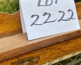 Lot #2222. $75.00 Vintage Litho Plate. Richmond School Furniture Co. Folding wooden easel chalkboard + bulletin board w/supply storage nooks. Scrolls need some adjustment (the one showing has quilting patterns displayed). As-Is. So Cute. 47"t x 23"w x 17"d