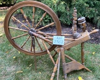 Lot 2302. $65.00 "What goes up must come down, Spinnin' Wheel, got to go round." Probably dating myself with that Blood, Sweat & Tears Song, lol. Well here's a Vintage Spinning Wheel as shown-- Great for decor. From Sweden, with a 22" wheel