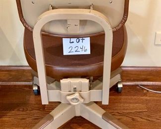Lot 2246. $50.00. Cool Vintage Industrial Style Task or Office Chair. Our guess is it is from the 1950s. The chair adjusts in Height on a screw. They don't make 'em like this anymore!