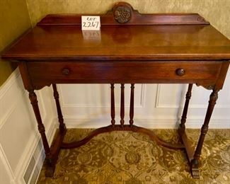 Lot 2267 $225.00. Pretty Antique Sideboard with 1 drawer, very interesting Legs and Feet that match Lot 2266 and Lot 2293