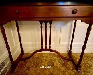 Lot 2267 $225.00. Lovely Antique Sideboard with 1 drawer, very interesting Legs and Feet that match Lot 2266 and Lot 2293