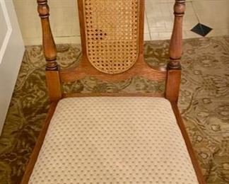 Lot 2266 $595.00. Beautiful Antique Dining Table with six Dining Chairs with Upholstered Seat Cushions (these were reupholstered by our homeowner). Dining Table has FOUR, COUNT THEM FOUR 12" Leaves and Custom Pads for the entire Table. This table will sit an army, perfect for upcoming Holidays! The Base is original and the 4 extra Legs were added for stability when the Leaves were being used (the FOUR support legs can be removed) the entire set has been restained and lightened to match the Buffet and Hutch in Lot 2293. Lot 2267 is a matching buffet in the original color. Table: 66" L x 46" W x 29" H. Each Leaf is 12" W x 46" L. There is also a small china cabinet in later lots that matches this set! At half price, of $297.50, this is truly a steal and in magnificent shape. You will hit yourself on the head if you don't buy this now!. One arm chair, 5 side chairs included.