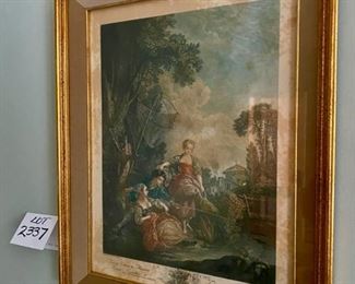 Lot 2337. $95.00 "La Peche by Boucher". Foxing around the edgings. Old