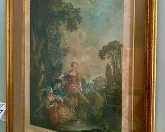 Lot 2337. $95.00 "La Peche by Boucher. Foxing around the edgings. Old