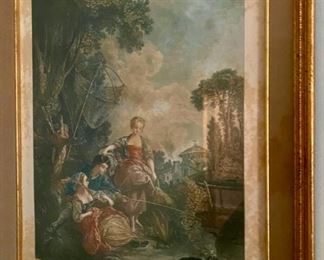 Lot 2337. $95.00 "La Peche" by Boucher. Foxing around the edges. Old