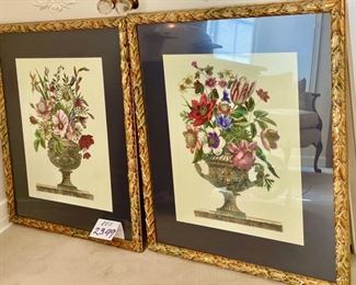 Lot 2349 $190.00. Pair of Large Vintage Botanical Prints Gold wood rubbed finish on the frame. 27.5" W x 32" H
