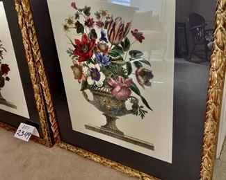 Lot 2349 $190.00. Pair of Large Vintage Botanical Prints Gold wood rubbed finish on the frame. 27.5" W x 32" H