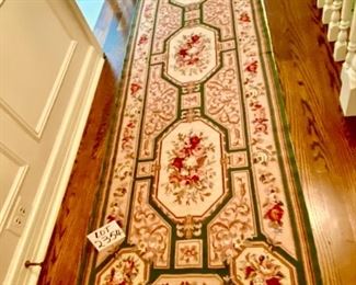 Lot 2354 $450.00. Beautiful Antique Hand-Crafted Needlepoint Runner. Owner paid more than $1100.00 Includes liner cut to size. 29" W x 92" L