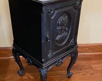 Lot 2298 $135.00 Antique Smoking Stand and Humidor. Copper Lined. Real Cool. 12.5" Square x 24.5 H