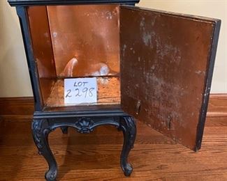 Lot 2298 $135.00 Antique Smoking Stand and Humidor. Copper Lined. Real Cool. 12.5" Square x 24.5 H