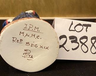 Lot 2388 $70.00 Authentic Boleslawiac Polish Pottery (2 platters) and Signed Figurine (I.P.M. M.N.M.C. SEC XIX PITA) Large Platter: 13"L x 10.5"W, Small Platter: 9"square.