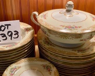 Lot 2393 $275.00. Noritake China. 90 pc! Set. Includes: service for 12 plus serving pieces. 14 Dinner Plates, 12 of each: soup bowls, fruit bowls, dessert/bread&butter plates, salad plates, saucers, cups. Lovely and very complete set! Great condition!