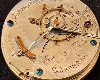 Lot 2398. $95.00. Antique Aurora Watch Co. Pocket Watch, Serial #1130799 Prod Years: 1883-1892. Jewel 15