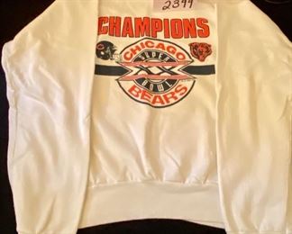 Lot 2399. $30.00. Superbowl '85 Lot. 2 Sz "Lg." (this is an 80's large not 2020 large) super bowl XX sweatshirts, 1 LG NFC Champs Sweatshirt, and a "frosty" mug. Coordinates well with Lot 2107.