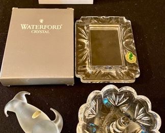 Lot 2404. $45.00. Waterford Picture Frame (2x3"), Marquis Waterford Ring Dish, Silvestri Walrus
