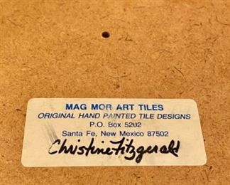 Lot 2409. $50.00. Russel Albright by Oneida Cookie Plate (9.25" dia), Studio Pottery signed leaf vase with frog, Handpainted Flower Trivet (8" sq.), Matted Monet print ready to frame (9"x12" with matting)!. (plate stand not included).
