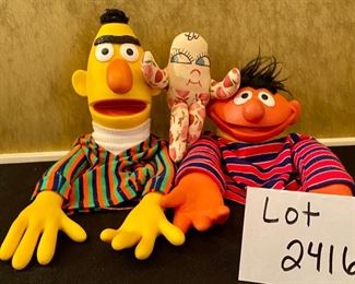 Lot 2416. $30.00. Vintage Sesame Street Puppets (the 1970s) Bert & Ernie. Vinyl & Cloth hand puppets + bonus cute Humpty dumpty doll