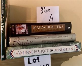 Lot 2408 A. $20.00. Cookbooks: A: 4 cookbooks- Book of Great Desserts, A Passion for Chocolate, LaVarenne Practique, Pies and Tarts