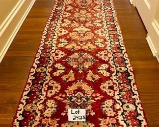 Lot 2425 Discounted Sunday Price: $1,400 FIRM. Asking $1,895.00 Vintage Sarouk Hand-Knotted Persian Pinkish Red Runner from 1930's. Great Condition 2'6" W x 13'6"L Appraised at $4600.00 in 1989.