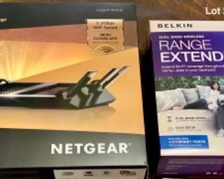 Lot 2429 $200.00 Network Router Package: Brand New Netgear Nighthawk X6 AC3200 Tri-Band WiFi Router & Belkin Dual-Band Wireless Range Extender.