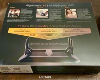 Lot 2429 $200.00 Network Router Package: Brand New Netgear Nighthawk X6 AC3200 Tri-Band WiFi Router & Belkin Dual-Band Wireless Range Extender.