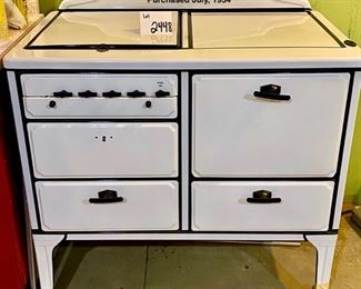 Lot 2448. $425.00. 1930's White Star Porcelain Enamel Gas Stove. It works! The homeowner used it for her canning. Will need a professional mover. It is located in the basement of the home, but measurements seem to be able to get it out. Purchased in 1934 (we have the receipt! 41 “ W x 24.5 D x 37.5” H