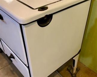 Lot 2448. $425.00. 1930's White Star Porcelain Enamel Gas Stove. It works! The homeowner used it for her canning. Will need a professional mover. It is located in the basement of the home, but measurements seem to be able to get it out. Purchased in 1934 (we have the receipt! We had a customer yearsago that had this same stove in a Vintage Sun Room, holding plants and a few antique items and it was the cat's meow! 41 “ W x 24.5 D x 37.5” H
