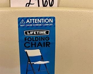 Lot 2466. $80.00. Set of 4 Lifetime Folding Chairs in White Granite, Like New