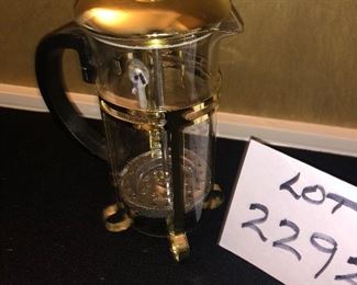 Lot 2292. $25.00. Shiny Lot! 1) Oneida Oval Platter (14"x8"w). 2) Reed&Barton Classic Rose Bowl. 3) 1 Cup French Press (in gold tone, looks new) so cute!