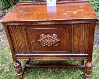 Lot 2306. $65.00. Very Vintage single door cabinet. Oak, needs some polish and some work on the top, but for this price, it's worth the effort! 34"w x 18" d x 34" t