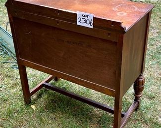 Lot 2306. $65.00. Very Vintage single door cabinet. Oak, needs some polish and some work on the top, but for this price, it's worth the effort! 34"w x 18" d x 34" t
