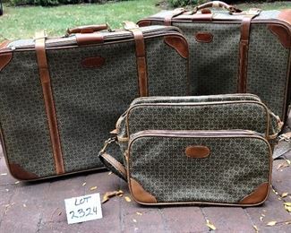 Lot 2324. $80.00 for the set! Vintage Wings Luggage Set. 2 suitcases and 1 carry on bag. The carry on bag is in WONDERFUL condition, the two suitcases need to be cleaned well on the outside, would probably do well with some leather conditioning too!