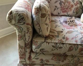Lot 2351. $275.00. Sweet Vintage Century Furniture Floral Brocade 2 cushion loveseat. This would look lovely with your classic farmhouse look! It's mighty comfortable and in wonderful condition!