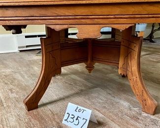 Lot 2357. $125.00. Small Oak Occasional Table from the Victorian Era. Matches an Easel shown in an earlier lot. Perfect for smaller spaces! 30"w x 22"d x 16" tall