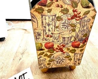 Lot 2363. $14.00. Cute Wast Basket. Apple and Tea motif.