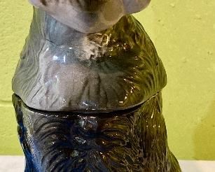 Lot 2451. $45.00. Vintage Schnauzer (or possibly Scottie Cookie Jar Marked "905" & U.S.A. on bottom.
tiny Doggie planter also included. Cookie Jar measures 13"t x 7"w