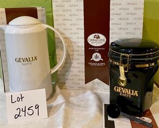 Lot 2459. $60.00. Gevalia Kaffe Lot: Thermal Server (white), Bean Storage, scooper, looks new! Connoisseur Home Concepts (GM-410W)