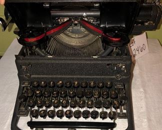 Lot 2460. $150.00. This typewriter appears to be a Royal "Touch Control"" manual typewriter, guessing from the 1930's and appears to be in nice shape. I learned to type on a manual typewriter and can still hear the typing teacher, calling out "FJFJFJFJFJ" high school - they still had manual typewriters to learn on back then! Can you imagine how we thought we died and went to heaven when Electric Typewriters came around?! Fun to use as a prop or even if you need to type out a form or similar