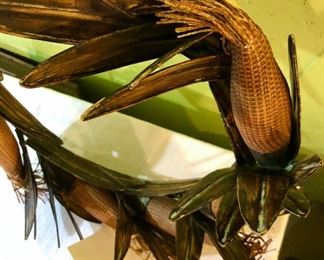 Lot 2474. $32.00. Metal Corn Husk Wreath or Table Centerpiece. Really cool and unique! 20" dia