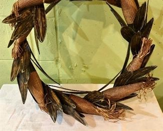 Lot 2474. $32.00. Metal Corn Husk Wreath or Table Centerpiece. Really cool and unique! 20" dia