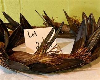 Lot 2474. $32.00. Metal Corn Husk Wreath or Table Centerpiece. Really cool and unique! 20" dia