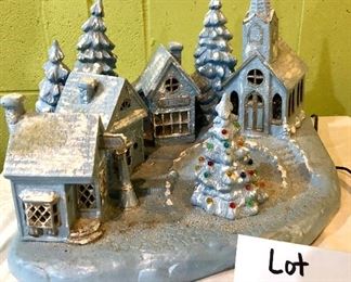 Lot 2483. $110.00. Lighted Ceramic Holiday Village. How adorable is this sweet ceramic holiday village? LOOK AT THIS CUTENESS!