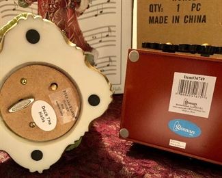 Lot 2493. $30.00. Fitz and Floyd Renaissance Santa Music Box (Deck the Hall) and Rocking Horse Santa Music Box (Roman Inc)