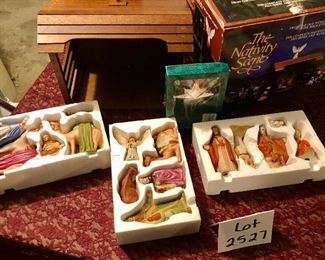 Lot 2527, $36.00. The Nativity Figurines in Bisque Porcelain and star ornament