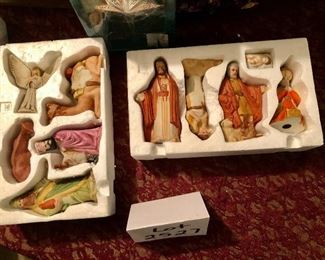 Lot 2527, $36.00. The Nativity Scene in Bisque Porcelain and star ornament
